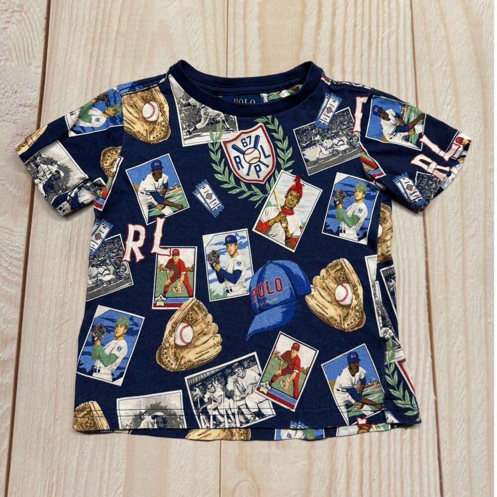 Polo Ralph Lauren Boys Toddler 3/3T Baseball-Print Jersey T-Shirt Crewneck